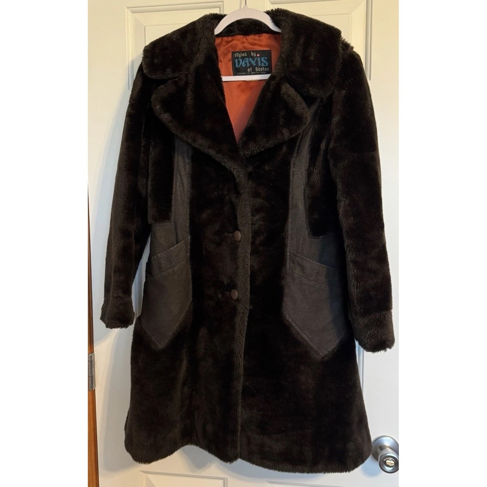 Vintage Faux Fur Coat Styled by Davis of Boston Black Jonathan Logan Division